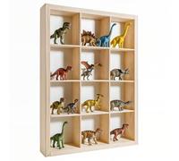 Creative Deco Vitrine en Bois à 12 Compartiments | 35 x 26 x 5,5 cm | Contreplaqué Naturel | Étagère Murale pour Voitures Miniatures | Vitrine de Collection Suspendue | Organisateur