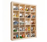 Creative Deco Vitrine en Bois à 20 Compartiments | 35 x 26 x 5,5 cm | Contreplaqué Naturel | Étagère Murale pour Voitures Miniatures | Vitrine de Collection Suspendue | Organisateur