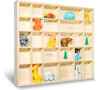 Creative Deco Vitrine Murale Petite Etagere Bois Non Peint 28 Compartiments 44,5x40x3cm Non peint / Naturel G
