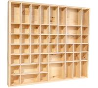 Creative Deco Vitrine Murale Etagere Bois Non Peinte | 51 Compartiments | 52 x 46 x 5 cm | Vitrine pour Collection | Petit Meuble de Rangement | Bureau et Bibliotheque | Salon Figurine