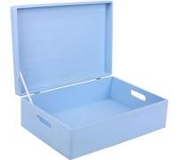Creative Deco XL Boite Rangement en Bois Bleu 40 x 30 x 14 cm (+/- 1 cm) Coffre BRUT