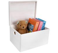 Creative Deco XXL Grande Boîte Blanche en Bois avec Couvercle à Décorer | 40 x 30 x 24 cm (+/- 1cm) | Non Peint | Poignées Forme de Cœur | Boîte en Bois pour Jouets, Outils | Brut & Non PONCÉ