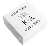Creative DecoBlanc Cadeau de Mariage Personnalisé | Boîte à Souvenirs de Mariage | Coffret Souvenirs Cadeaux Personnalisable Jeunes Mariés/Couple | Motif Initiale Prénom | Boîte en Bois à Bijoux