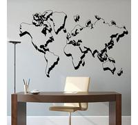 Creative Design Carte du Monde Contour Autocollant Vinyle Art Home Decor Salon Wall Sticker Chambre Dortoir Bureau Papier Peint Mural 91 x 57 cm