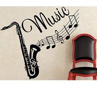 Creative Design Saxophone Musique Stickers Muraux Chambre Musique Chambre Décoration Vinyle Stickers Muraux 78X71Cm