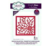 Creative Expressions Sue Wilson Festive Collection Poinsettia Flower Matrice de découpe carrée en métal Taille L 7,7 x 7,7 cm