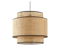 Creative Fixtures French Style Kitchen Island Pendant Lamp Wicker Rattan Light Shade, Industrial Saving Chandelier Lights for Dining Room Bedroom Restaurant Cafe Bar(B)