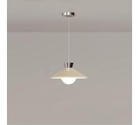 Creative Flying Saucer Glass Light Vintage Minimalist Dining Table Iron Chandeliers Dimmable Single Headk Red Hanginglamp Hotel Bar Decoration Lighting Fixture/Milky Yellow