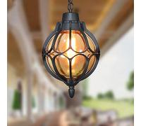 Creative Globe Suspension Lanterne E27 Lampe Suspendue Extérieure Étanche En Aluminium Moulé Sous Pression Plafond Noir Chaîne De Lumière Réglable Boule Méditerranéenne Villa Porche Lustre beautiful
