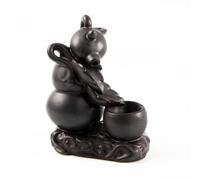 Creative Gourd Teapot Backflow Incense Burner Classical Ceramic Household Indoor Incense Holder Ornaments for Teahouse Office Living Room (Black) (Black)