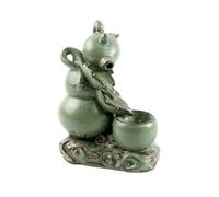 Creative Gourd Teapot Backflow Incense Burner Classical Ceramic Household Indoor Incense Holder Ornaments for Teahouse Office Living Room (Black) (Green)