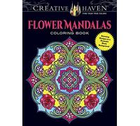 Creative Haven Flower Mandalas: Stunning Designs on a Dramatic Black Background