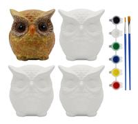 Creative hobbies 4 pack de figurines de forme de chouette bisque en c ramique - comprend des pinceaux et comment guider | Hibou