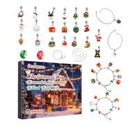 Creative Holiday Calendar - 24 Day Jewelry Making Kit for Festive Fun | Abs with Alloy, Diy Craft Activity, Countdown, Girls, Teens, Party, Family Gathering