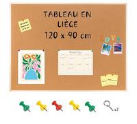 Creative Home 120 x 90 cm Tableau Liege Mural | Panneau Liege Mural | Tableau Liège | Tableau Cuisine | Petit Bureau | Tableau Mural | Bureau Mural | Vision Board | Inclus Punaises Tableau Liège