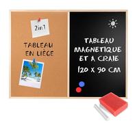 Creative Home 120 x 90 cm Tableau Liege Mural, Tableau Magnétique Aimanté | Tableau Craie Noir Ardoise Murale | Inclus Éponge, Aimants, Craie et Punaises | Tableau Liège et Magnetique Cuisine