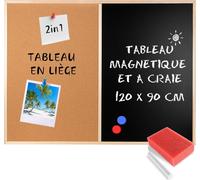 Creative Home 120x90cm Tableau Liege Mural, Tableau Magnétique Aimanté Noir