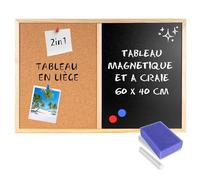 Creative Home 60x40cm Tableau Liege Mural, Tableau Magnétique Aimanté Noir
