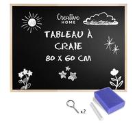 Creative Home 80x60 cm Tableau Craie Noir Ardoise Mural | Cadre de Pin
