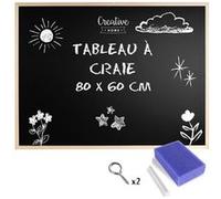 Creative Home 80x60 cm Tableau Craie Noir Ardoise Mural Eponge + Craie + Crochets Noir G