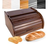 Creative Home Boîte à Pain Brun | 38 x 28,5 x 17,5 cm (+/- 1 cm) | Hêtre Naturel | Avec Couvercle | Boite à Pain | Boite a Pain Bois | Huche à Pain | Boite en Bois | Corbeille a Pain | Boîtes à Pain