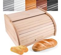 Creative Home Boîte à Pain Naturel | 38 x 28,5 x 17,5 cm (+/- 1 cm) | Hêtre Naturel | Avec Couvercle | Boite à Pain | Boite a Pain Bois | Huche Pain | Boite en Bois | Corbeille a Pain | Boîtes à Pain