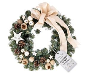 Creative Home Couronne de Noël Couleur Champagne | Diamètre 35 cm | Couronne de Porte | Decoration Noel Exterieur | Couronne de Noel Porte | Décoration Noel | Couronne de Noël Porte | Noel Decoration
