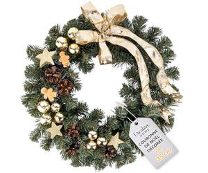Creative Home Couronne de Noël Dorée | Diamètre 35 cm | Couronne de Porte