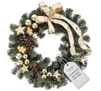 Creative Home Couronne de Noël Dorée | Diamètre 35 cm | Couronne de Porte | Decoration Noel Exterieur | Couronne de Noel Porte | Décoration Noel | Couronne de Noël Porte | Noel Decoration