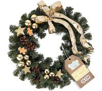 Creative Home Couronne de Noël Dorée Diamètre 35 cm Couronne de Noel Porte Décoration Doré