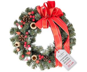 Creative Home Couronne de Noël Rouge | Diamètre 35 cm | Couronne de Porte