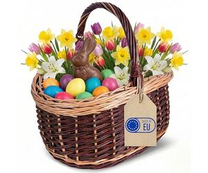 Creative Home Grand Panier Pique-Nique en Osier avec Anse | 43 x 33 x 40 cm | Panier Bicolore à Champignons | Saule Foncé et Clair | Léger | Tissé à la Main | Universel