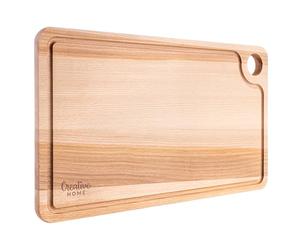 Creative Home Grande Planche a Decouper Bois | 42 x 24,5 x 1,5 (+/- 1 cm) | Planche à Découper pour la Cuisine | avec Rainure pour le Jus | Bois de Hêtre Naturel | Double Face