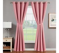 Creative Home Ideas Chyna Lot de 2 Rideaux occultants (127 x 243,8 cm, Rose Corail) avec embrasses, Rideaux de fenêtre occultants avec Doublure pour Chambre à Coucher et Salon, Texture Bicolore
