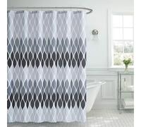 Creative Home Ideas - Ensemble de rideau de douche texturé Clarisse | Lot de 1 rideau de douche et 12 crochets métalliques | Résistant à la rouille | 100 % polyester | Lavable en machine | Mesure