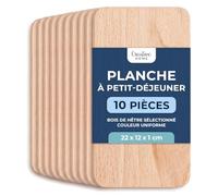 Creative Home Lot de 10 planches à découper en bois de hêtre 22,1 x 11,9 cm | Planche à découper réversible en bois pour pain, viande et légumes