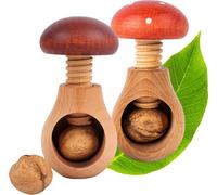 Creative Home Lot de 2 Casse Noix Casse-Noisette en Bois 10 x 6 cm Champignon