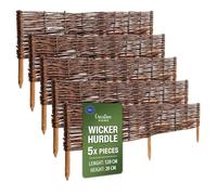 Creative Home Lot de 5 Bordure de Jardin en Saule | 120 x 20 cm (+/- 1 cm) | Clôture de Jardin, Bordure de Parterre | Bordure de Pelouse | Cloture Décorative