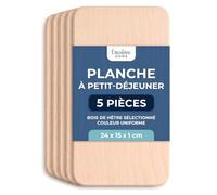 Creative Home Lot de 5 planches à découper en hêtre clair 23,9 x 15 cm | Planche à découper réversible en bois léger pour pain, viande et légumes