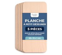 Creative Home Lot de 5 planches à découper en hêtre clair 27,9 x 15 cm | Planches en bois légères sélectionnées | Planche à découper réversible | Planche de petit-déjeuner pour le pain