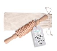 Creative Home Masseur Anti Cellulite en Bois avec Poignées | 28,5 x 4,5 cm | Appareil de Massage Rouleau de Massage Musculaire | Bois de Hêtre Naturel | Cuisses Abdomen Bras Cou Pieds