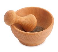 Creative Home Mortier Pilon Set | Bois de Hêtre Naturel | Diamètre de 6x10,5cm | Broyeur Manuel Bol Moulin pour la Cuisine et les Epices | Solide et Durable | pour le Broyage des Herbes Noix Épices