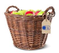 Creative Home Panier à Bois en Osier avec Poignées | Grand ø 45 cm | Marron foncé | Tissé à la main | Panier de Cheminée Panier Cadeau | Polyvalent et Durable