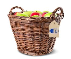 Creative Home Panier à Bois en Osier avec Poignées | Grand ø 45 cm | Marron foncé | Tissé à la main | Panier de Cheminée Panier Cadeau | Polyvalent et Durable