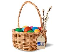 Creative Home Panier de Pâques Ovale en Osier avec Poignée | 30x30x32 cm (+/- 2 cm) | Panier de Jardin Pique Nique | Corbeille de Fruits | Fait Main | Universel