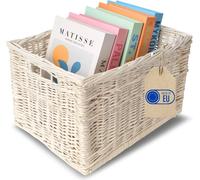 Creative Home Panier de Rangement en Osier Blanc | 40 x 30 x 24 cm (+/- 1cm) | Boite Rangement Osier | Panier Osier Rangement Salle de Bain | Petit Panier Tressé | Corbeille Rectangulaire | Paniere