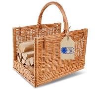 Creative Home Panier de Rangement Panier en Osier avec Poignée | Rectangulaire 45 x 30 x 47 cm | Brun Naturel | Tissé à la Main | Panier Bois Panier Cadeau de Cheminée | Polyvalent et Durable