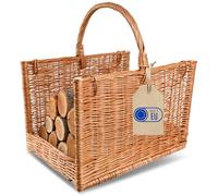 Creative Home Panier de Rangement Panier en Osier avec Poignée | Rectangulaire 50 x 34 x 50 cm | Brun Naturel | Tissé à la Main | Panier a Bois Panier Cadeau de Cheminée | Polyvalent et Durable