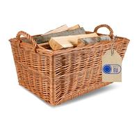 Creative Home Panier de Rangement Panier en Osier Naturel | Poignées et Intérieur en Jute | 47 x 33 x 30 cm | Tissé à la Main | Panier a Bois Cheminée | Panier Cadeau | Polyvalent