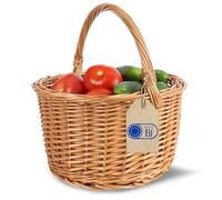 Creative Home Panier en Osier avec Poignées | 35 x 35 x 36 cm (+/- 2 cm) | Grand et léger | Tissé à la main | Panier Cadeau | Panier à Fruits | Panier Pique-Nique | Marron naturel